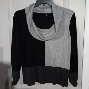 Premise Women's Pullover Cowl Neck Sweater Black & Gray L